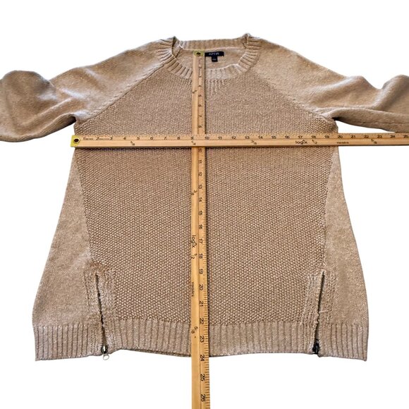 APT.9 Beige Knit Sweater Women's Size L W/ Side Zippers & Shimmer Threads - Picture 7 of 9